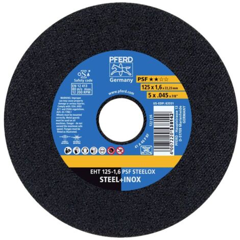 Pferd – Disque à tronçonner 69198296 – Lot de 10 – 125mm x 1,6mm x 22,23mm – Pour acier et inox – Coupe fine et rapide