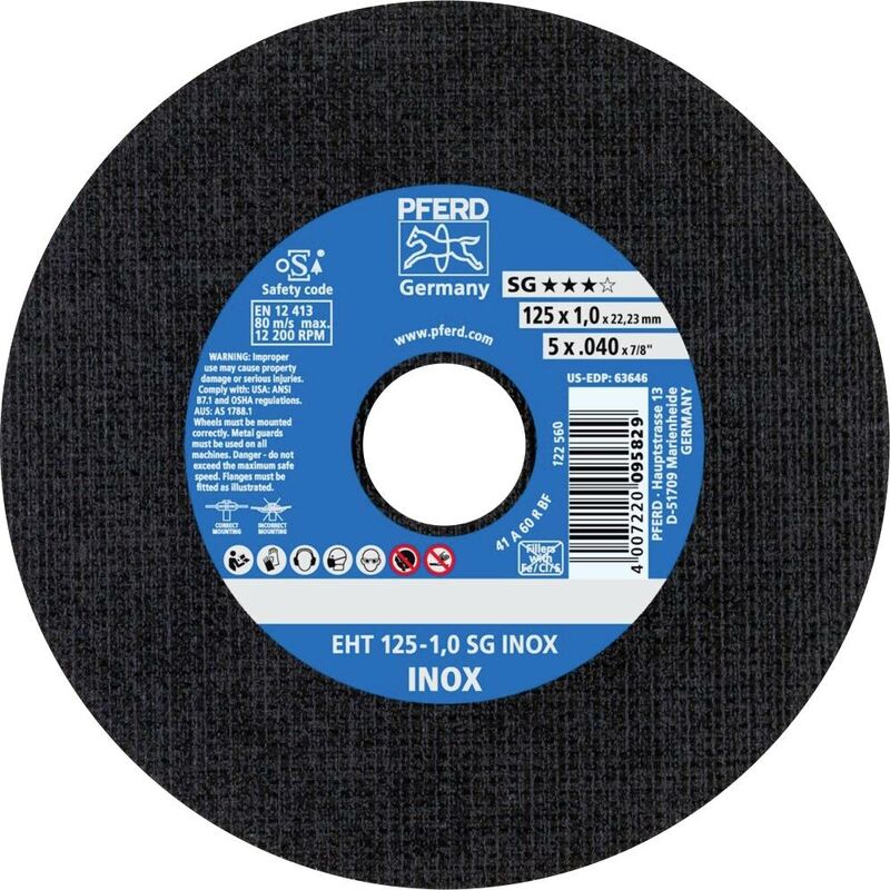 Pferd - tools eht 125-1,0 sg inox 61341116 Disque à tronçonner 125 mm 25 pc(s) acier inoxydable