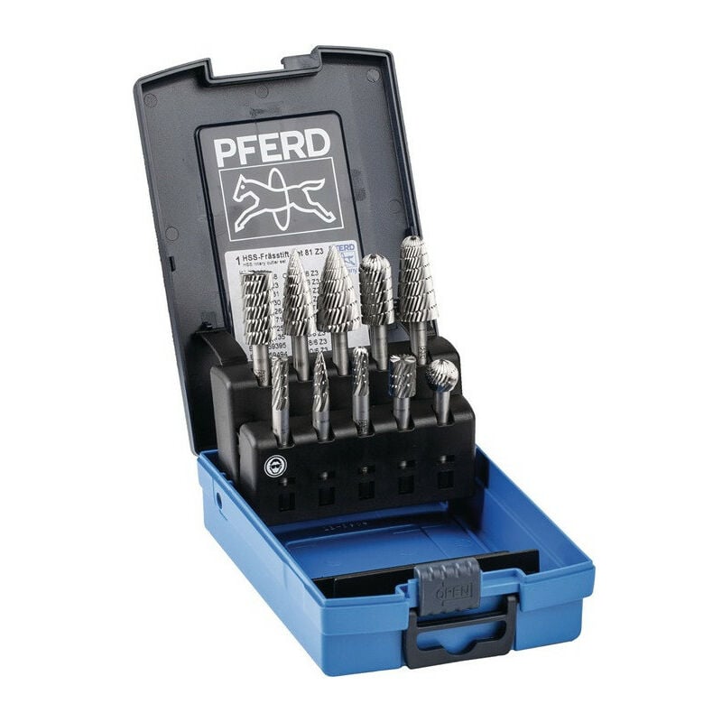 

Juego de fresas 81 Vástago D.6mm 10 piezas HSS Galvanizado 3 Caja Ku anti-rotura PFERD