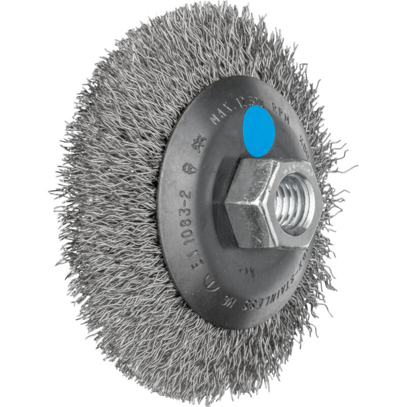Kegelbürste ungezopft kbu ø 100 x 10 mm M14 Edelstahl-Draht-Ø 0,35 für Winkelschleifer 433160 - Pferd