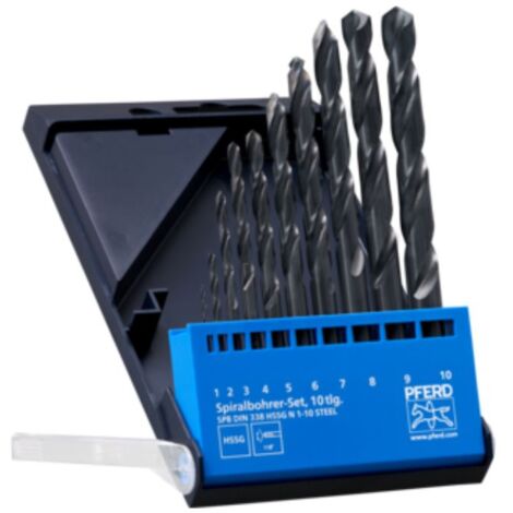 PFERD LOT DE 10 FORETS HÉLICOÏDAUX STEEL - Ø 1-10 MM, HSS-G N, DIN 338, 118° - 25298001 - UTILISATION UNIVERSELLE