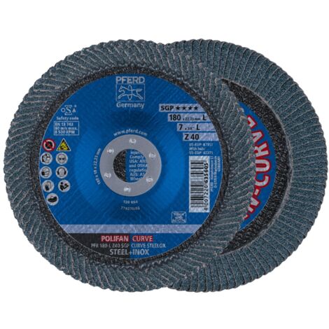 PFERD POLIFAN CURVE Fächerscheibe PFR 180x22,23 mm Breite L Z40 SGP STEELOX für Stahl/Edelstahl