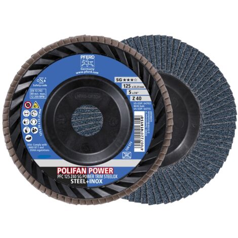 PFERD POLIFAN POWER Fächerscheibe PFC 125x22,23 mm konisch Z40 Leistungslinie SG TRIM STEELOX für Stahl/Edelstahl