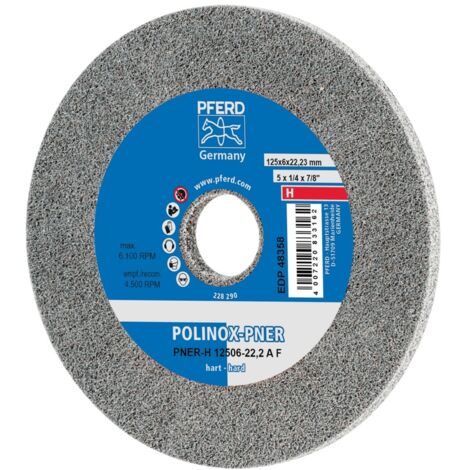 PFERD POLINOX verpresstes Vlies-Rad PNER Ø 125x6 mm Bohrung-Ø 22,23 mm Hart A Fein für Finish