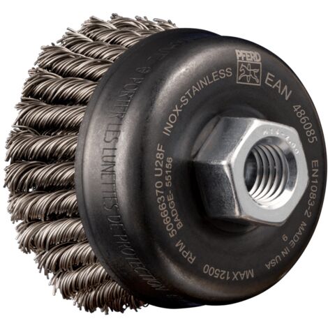 PFERD POS Topfbürste 2-reihig gezopft TBG HD Ø 65 mm M14 Edelstahl-Draht-Ø 0,50 mm Winkelschleifer