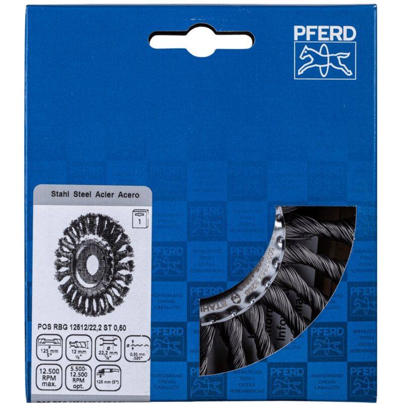 Pferd - Rundbürste gezopft rbg ø 125x12x22,2 mm Stahl-Draht-Ø 0,50mm Winkelschleifer