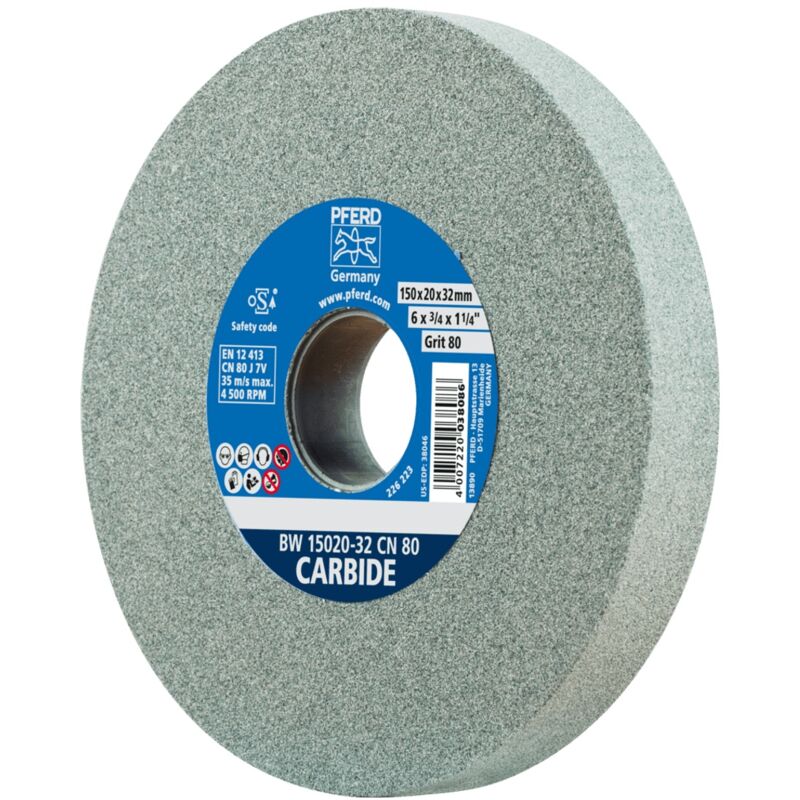 PFERD Schleifbockscheibe Ø 150x20mm Bohrung-Ø 32 mm SiC80 für harte Materialien z.B. Hartmetall