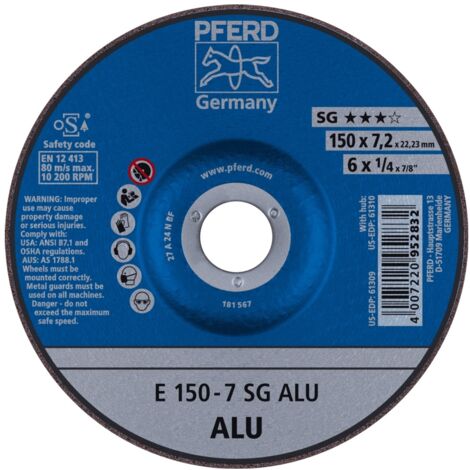 PFERD Schruppscheibe E 150x7,2x22,23 mm Leistungslinie SG ALU für Alu