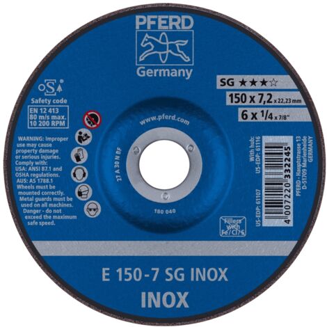 PFERD Schruppscheibe E 150x7,2x22,23 mm Leistungslinie SG INOX für Edelstahl