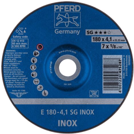 PFERD Schruppscheibe E 180x4,1x22,23 mm Leistungslinie SG INOX für Edelstahl