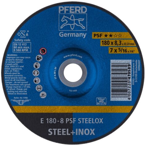 PFERD Schruppscheibe E 180x8,3x22,23 mm Universallinie PSF STEELOX für Stahl/Edelstahl