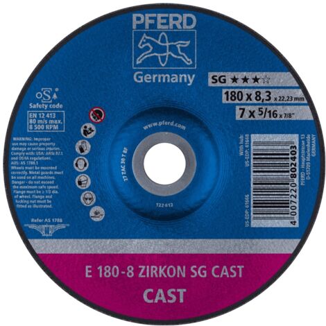 PFERD Schruppscheibe E 180x8,3x22,23 mm ZIRKON Speziallinie SGP CAST für Guss