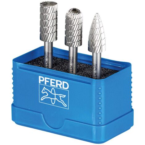 PFERD Set di 3 punte per fresa HSS, dentatura 3, Ø 12 mm, diametro gambo: 6 mm, 22900811 – universale per acciaio, ghisa e ghisa