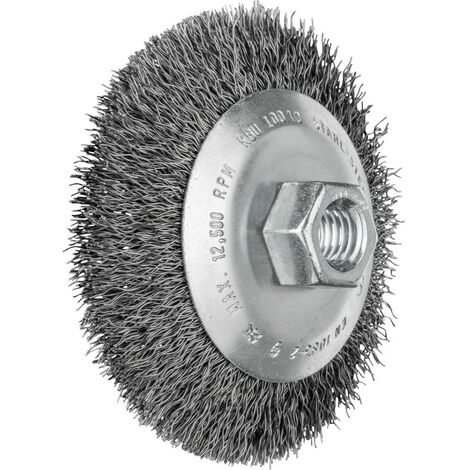 PFERD Spazzola conica non affilata KBU Ø 100 x 10 mm M14 filo in acciaio Ø 0,35 per smerigliatrice angolare 43316001 1
