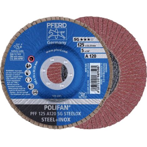 PFERD TOOLS 67649125 PFF 125 A 120 PSF STEELOX Disque segmenté Diamètre 125 mm Ø de perçage 22.23 mm Grain 120 acier in