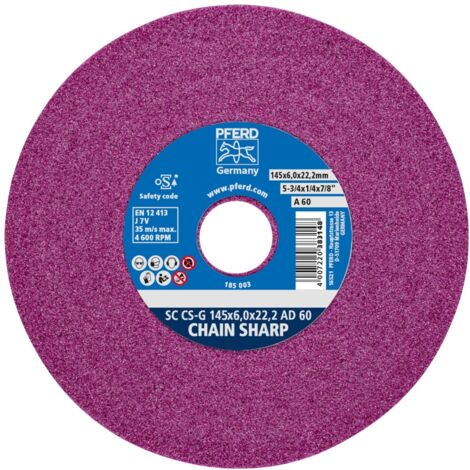 PFERD TOOLS CHAIN SHARP Schleifscheibe CS-G Ø 145x6,0mm Bohrung-Ø 22,2 mm A60 zum Schärfen von Sägeketten