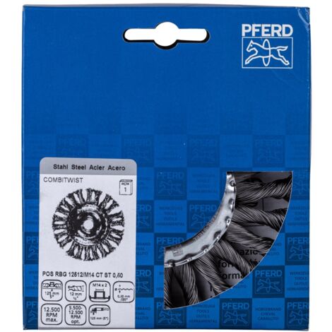 PFERD TOOLS COMBITWIST Rundbürste gezopft RBG Ø 125x12 mm M14 Stahl-Draht-Ø 0,50mm Winkelschleifer