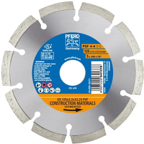 PFERD TOOLS Diamant-Trennscheibe DS 125x2,2x22,23 mm PSF für schnelles Trennen von Stein und Beton
