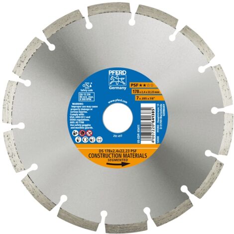 PFERD TOOLS Diamant-Trennscheibe DS 178x2,4x22,23 mm PSF für schnelles Trennen von Stein und Beton