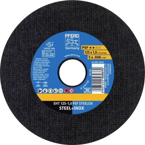 PFERD TOOLS EHT 125-1,0 PSF STEELOX 61721100 Disco di taglio dritto 125 mm 25 pz. Acciaio inox, Acciaio