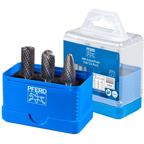 PFERD TOOLS Hartmetall Frässtift Set 1507 Zahnung 3 PLUS 3-tlg. Ø 12mm Schaft-Ø 6 mm universal mittel kreuzverzahnt