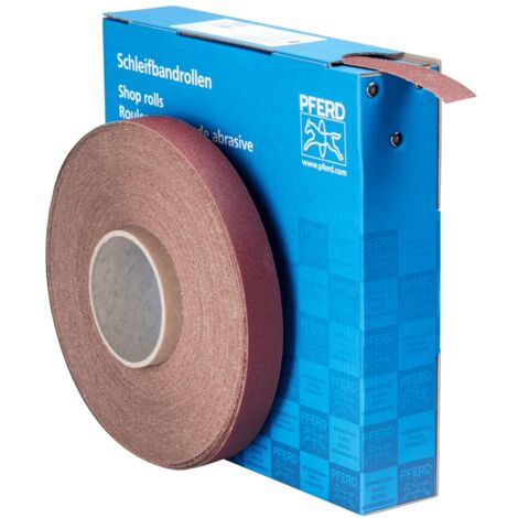 PFERD TOOLS Korund Schleifbandrolle Gewebe SBR Breite 25 mmxLänge 50m A100 für universelle Anwendung