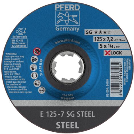 PFERD TOOLS PFERD Schruppscheibe E 125x7,2 mm X-LOCK Leistungslinie SG STEEL für Stahl