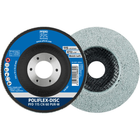 PFERD TOOLS Poliflex Disc PFD Ø 115x14 mm Bohrung-Ø 22,23 mm Bindung PUR Weich SIC60 5 Stk
