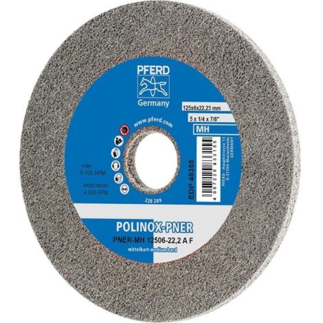 PFERD TOOLS POLINOX verpresstes Vlies-Rad PNER Ø 125x6 mm Bohrung-Ø 22,23 mm Mittelhart A Fein für Finish 5 Stk