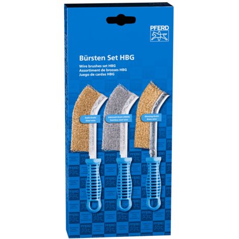 PFERD TOOLS POS Bürsten Set HBG 1reihig Edelstahl-Stahl-Messing-Draht-Ø0,30