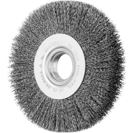 PFERD TOOLS Rundbürste breit ungezopft RBU Ø125x20xvariable Bohrung Stahl-Draht-Ø0,30 Schleifbock
