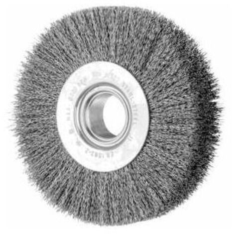 PFERD TOOLS Rundbürste breit ungezopft RBU Ø125x28xvariable Bohrung Stahl-Draht-Ø0,30 Schleifbock