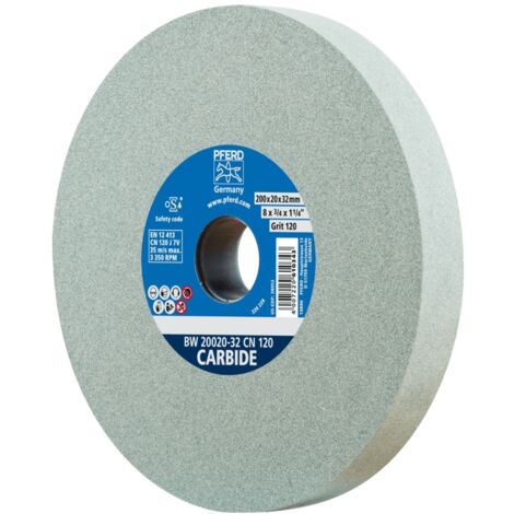 PFERD TOOLS Schleifbockscheibe Ø 200x20mm Bohrung-Ø 51 mm SiC120 für harte Materialien z.B. Hartmetall