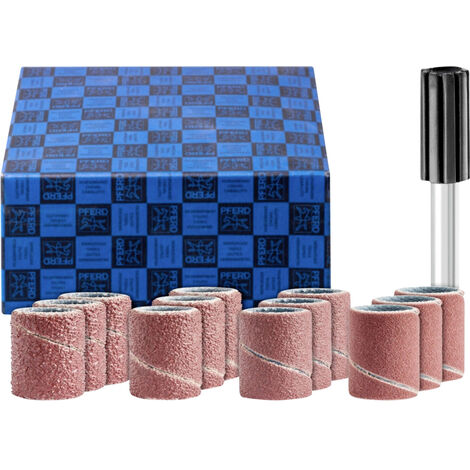 PFERD TOOLS Schleifhülsen-Set 13-tlg. Korund Ø 10x20mm A60,80,150,240 mit Halter Schaft-Ø 6 mm