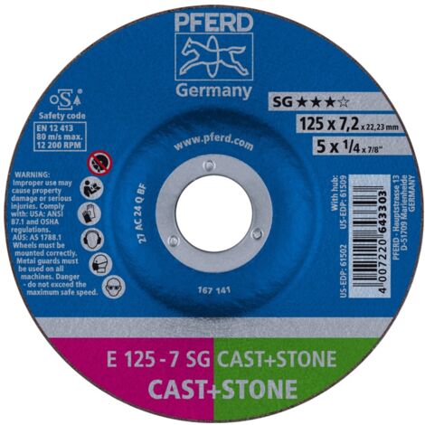 PFERD TOOLS Schruppscheibe E 125x7,2x22,23 mm Leistungslinie SG CAST+STONE für Guss/Stein (2) 2 Stk
