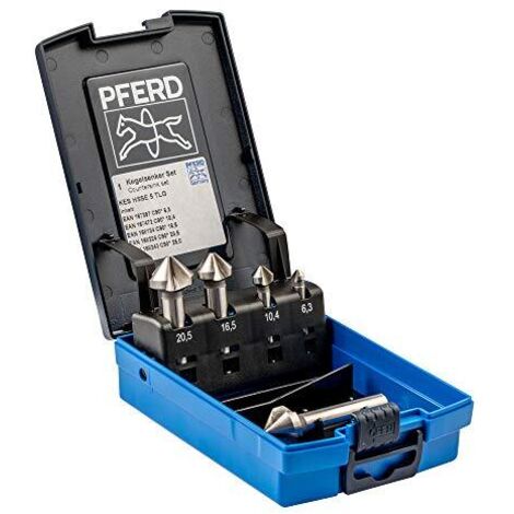 PFERD TOOLS SET KES HSSE DIN 335 C90° 5 25202156 Kit svasatori conici 6.3 mm, 10.4 mm, 16.5 mm, 20.5 mm, 25 mm HSS 1 pz