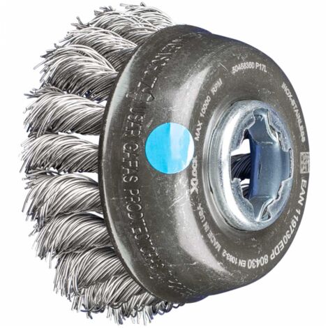 PFERD TOOLS Topfbürste gezopft TBG Ø 80mm Bohrung 22,2 mm/X-LOCK Edelstahl-Draht-Ø 0,50mm Winkelschleifer