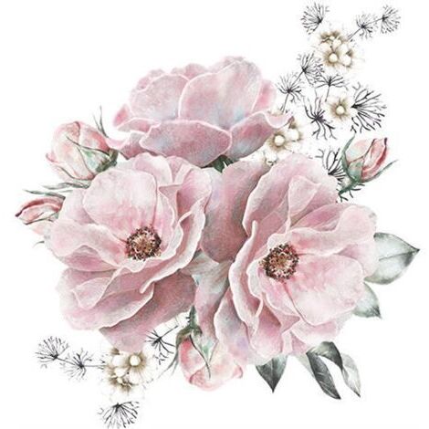 Pfingstrosen-Blumen-Wandaufkleber, Vintage-Blumen-Wandaufkleber, Blumen-Wandtattoo, Dekorative Pfingstrosen-Wandaufkleber, Pfingstrosen-Wandsticker, Bemalte Schlafzimmer-Hintergrunddekoration, 44x42cm