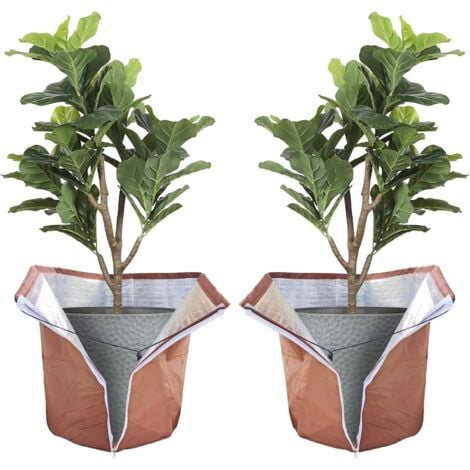 KEYOUNG Pflanzen Winter 45 x 50 cm 2 Stück, Thermo Topfschutz für Pflanzen mit Reißverschluss und Kordelzug, Winterschutz für Kübelpflanzen, Pflanzen Wurzeln Halten Warm, M