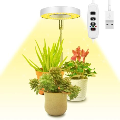 Pflanzenlampe, 48 LEDs, Vollspektrum-Lampe für Zimmerpflanzen, 9 einstellbare Helligkeitsstufen, um 180° drehbares Lichtpanel