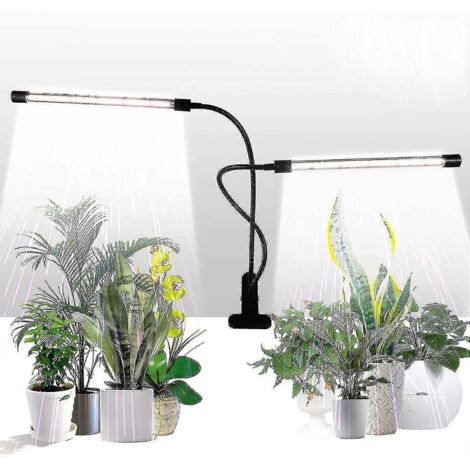 Pflanzenlampe, sonnenlichtweiß, 50 W, 84 LEDs, Doppelkopf-Klemmleuchte, 4/8/12-Stunden-Timer, 5 Dimmstufenjar