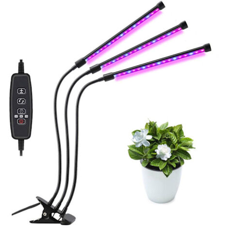 Pflanzenlampe, Vollspektrum-LED-Pflanzenlampe mit 60 LEDs, 3-stufigem Timer, mehrfarbig