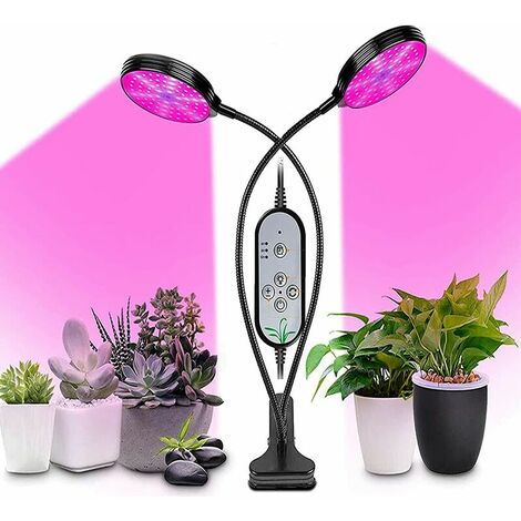 Pflanzenlicht, 156 LED-Wachstumslichter Vollspektrum für Zimmerpflanzen, 2-Kopf-Wachstumslicht mit 4/8/12-Stunden-Timer, 3 Lichtmodi, 5 Dimmstufen