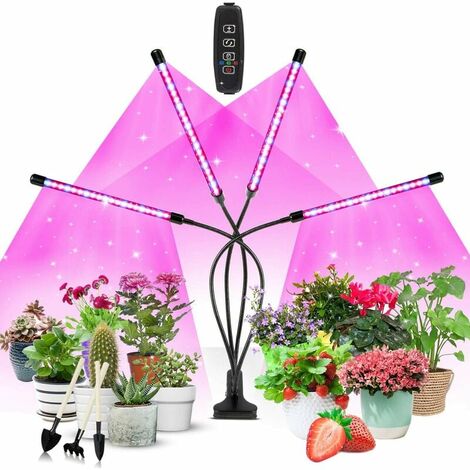 Pflanzenlicht, 80 LEDs Wachstumslicht 4-Kopf-Gartenbau-LED-Pflanzenlicht, Vollspektrum-Wachstumslampe mit automatischem EIN/AUS-Timing für Pflanzen