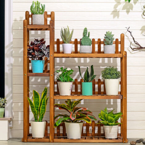Pflanzenregal aus Holz für den Innen- und Außenbereich, Blumenständer für Garten und Terrasse