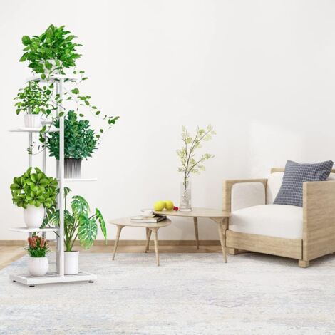 Pflanzenregal, kreativer Multifunktions-Pflanzenhalter, dekorative Blumentreppe für Balkon, Wohnzimmer, Büro, Garten, 41x22x108cm,Weiß