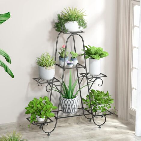 Pflanzenregal Metall Blumenregal Blumentreppe 7 stufig Blumenständer Garten Balkon, 86.5x22x99.5 cm