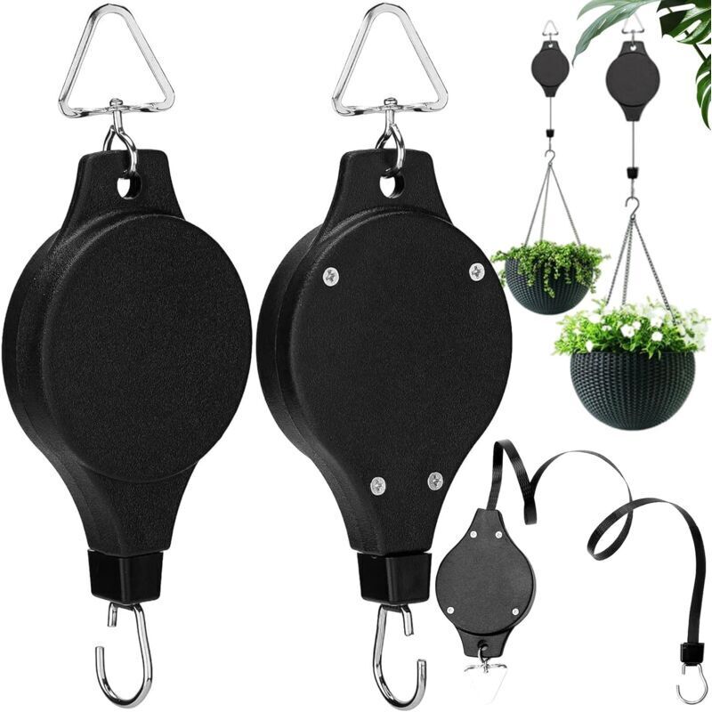 Image of Pflanzenrollen, einziehbarer Aufhängehaken für Hängekörbe und Vogelhäuschen (2 Stück)