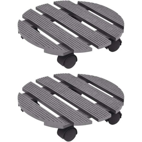 Pflanzenroller 2 Stk. Grau Ø30x7,5 cm WPC