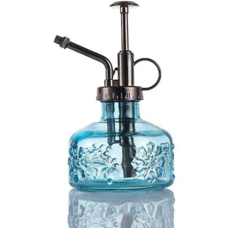 Pflanzensprüher aus Glas mit bronzefarbener Kunststoffpumpe oben – 15,2 cm hoch – Einhand-Gießkanne für den Innen- und Außenbereich